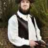 Mittelalter-Hut aus Leder mit breiter Krempe, braun
