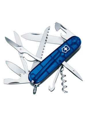 Dôstojnícky nôž Huntsman, modrý transparentný