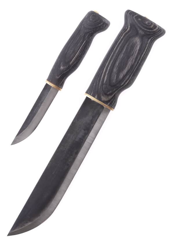 Großes Doppelmesser Lapinleuku, schwarz, Wood-Jewel