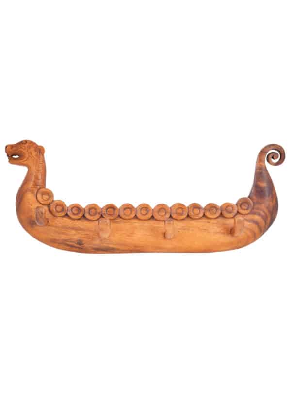 Rustikale Garderobe aus Holz, Wikinger-Schiff, ca. 48 cm