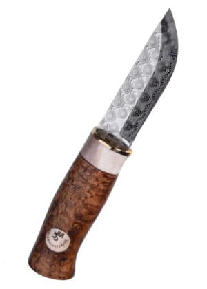 Jagdmesser Älgen Brun Damasteel, Rose, Karesuando