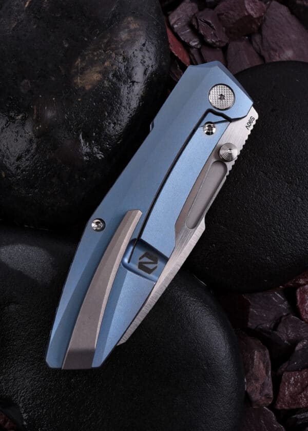 Null Knives  RAIKOU, BLAU - SATINIERT, Taschenmesser